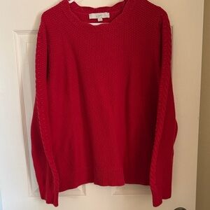 LOFT Women's Bold Red Crew Neck Sweater